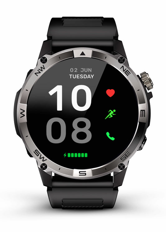 🔥 SteelGrid Smartwatch | AMOLED Always On Display, Satellite GPS, Monitor Stress