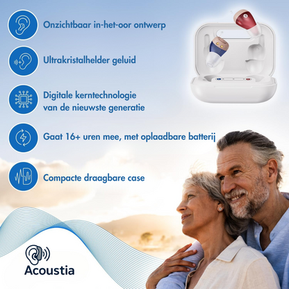 Acoustia 2.0 Gehoorapparaten – Ruisonderdrukking & Oplaadcase