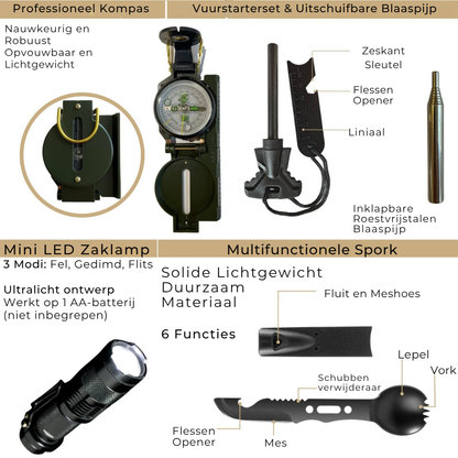 SafeForce ULTRA Noodpakket | Tactische Survivalset met EHBO, Tools & Tas