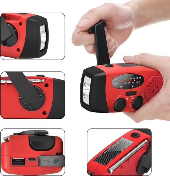 SafeForce™ NoodRadio – Noodradio met Zonnepaneel, Powerbank en Zaklamp